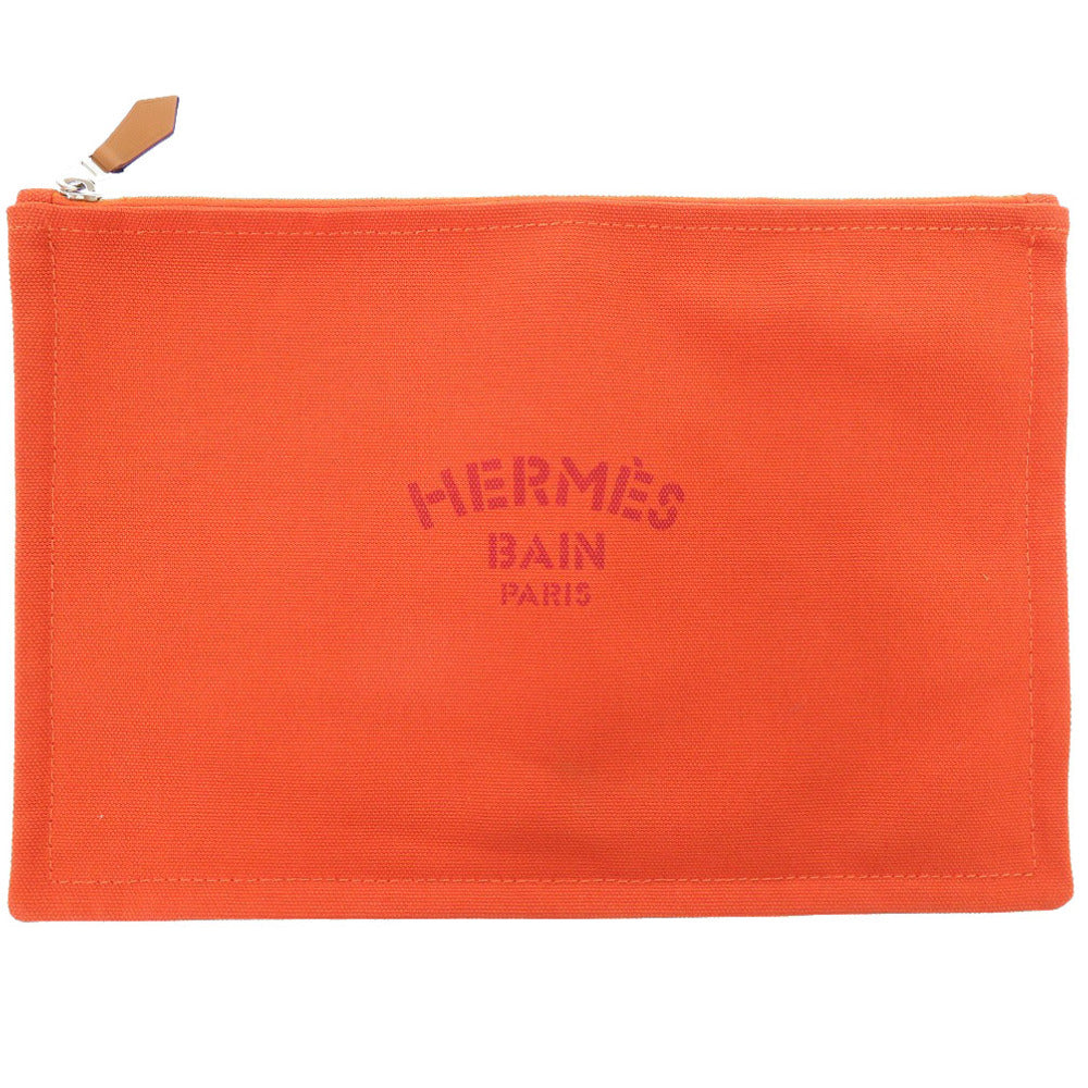 HERMES Pouch cotton Orange Yachting GM Women