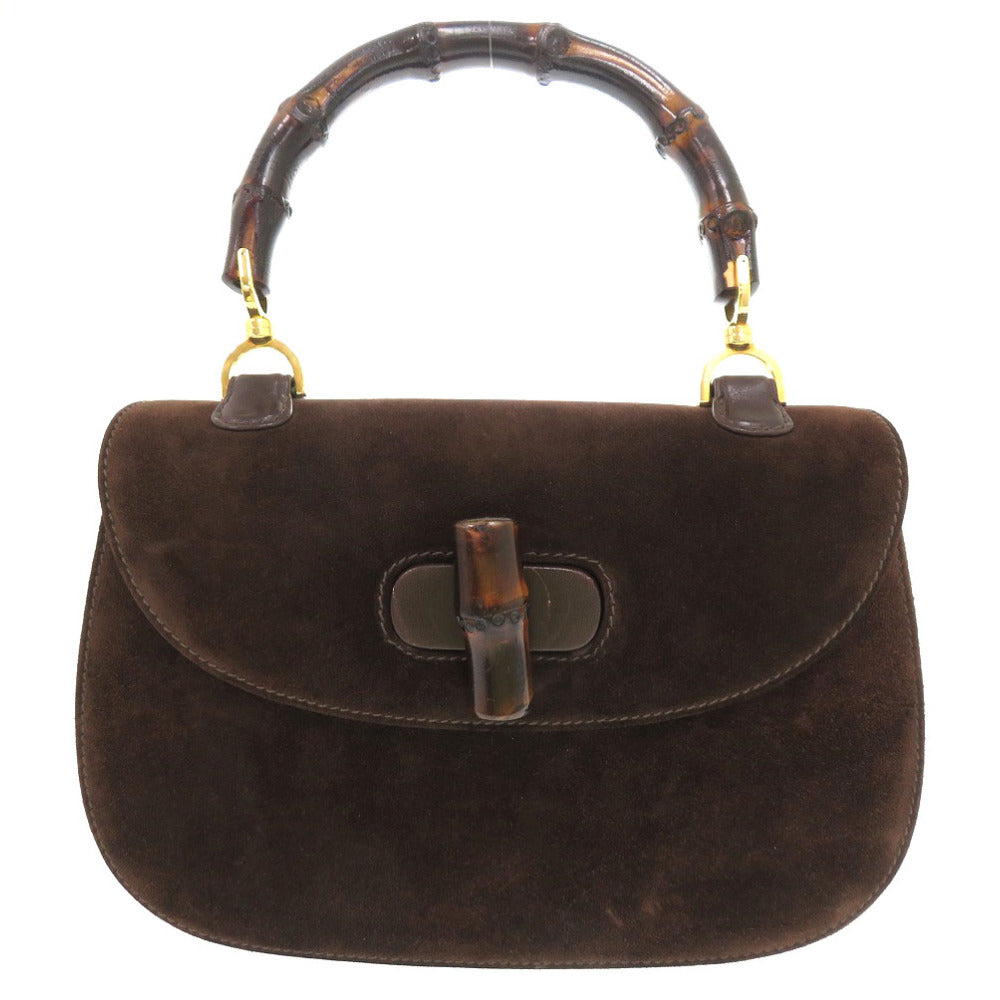 GUCCI Handbag leather Brown Bamboo turnlock handbag Women