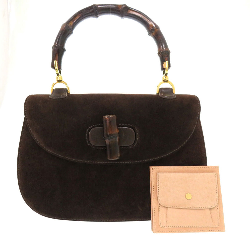 GUCCI Handbag leather Brown Bamboo turnlock handbag Women