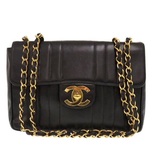 CHANEL Shoulder Bag lambskin black Mademoiselle Deca Matelasse COCO Mark