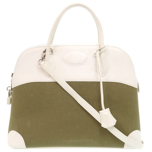 HERMES Handbag Toile Gibessire, Vaux Swift khaki Bored 37 Women