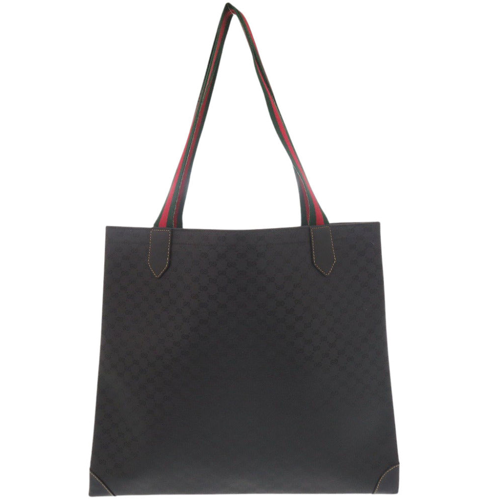 GUCCI Tote Bag 002-63-0048 PVC black Old Gucci Sherry Line Micro GG Women