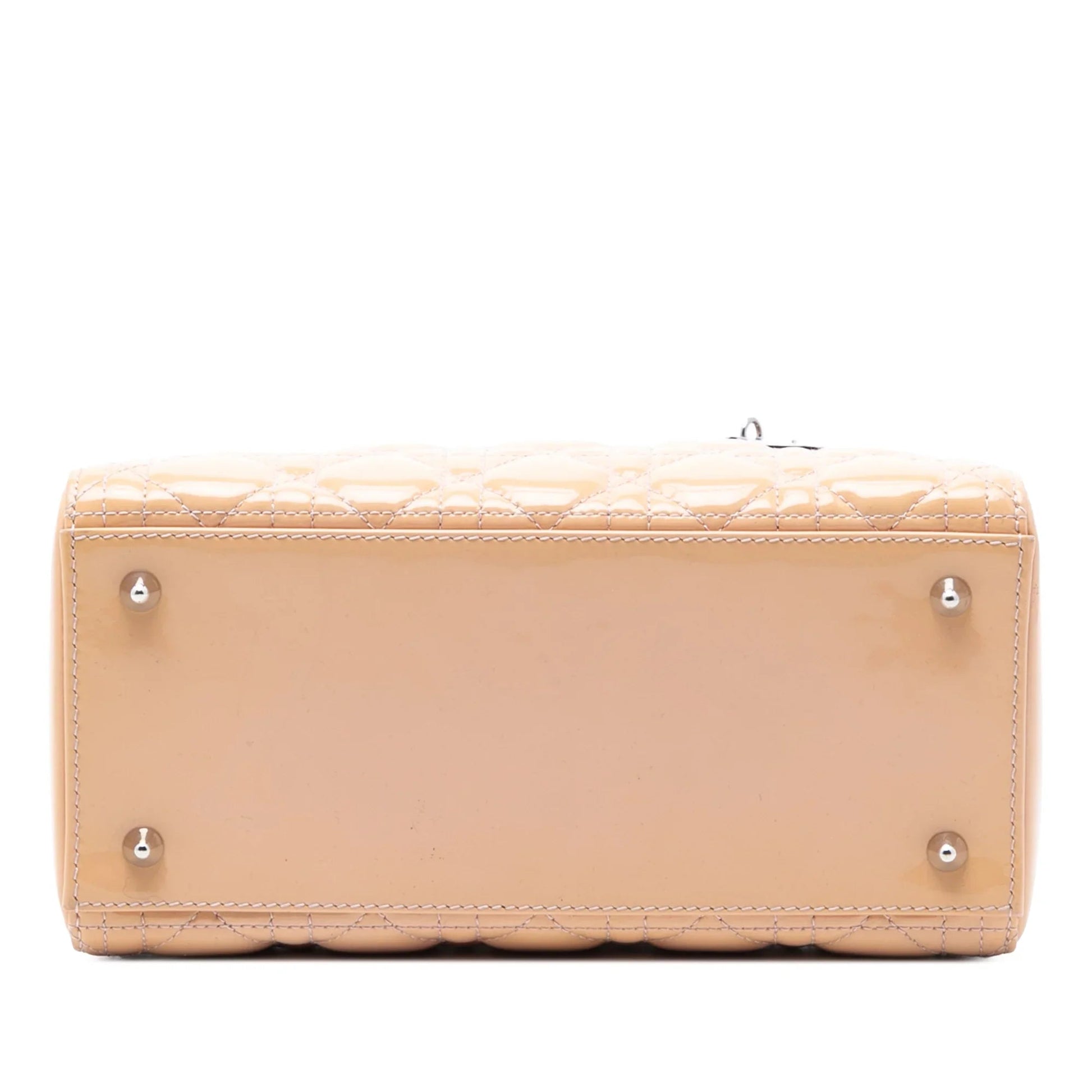 Brown Dior Medium Patent Cannage Lady Dior Satchel