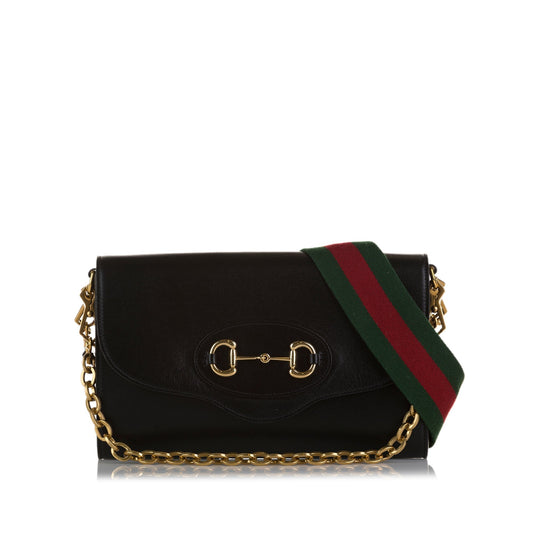 Gucci Horsebit Black Leather Chain Crossbody