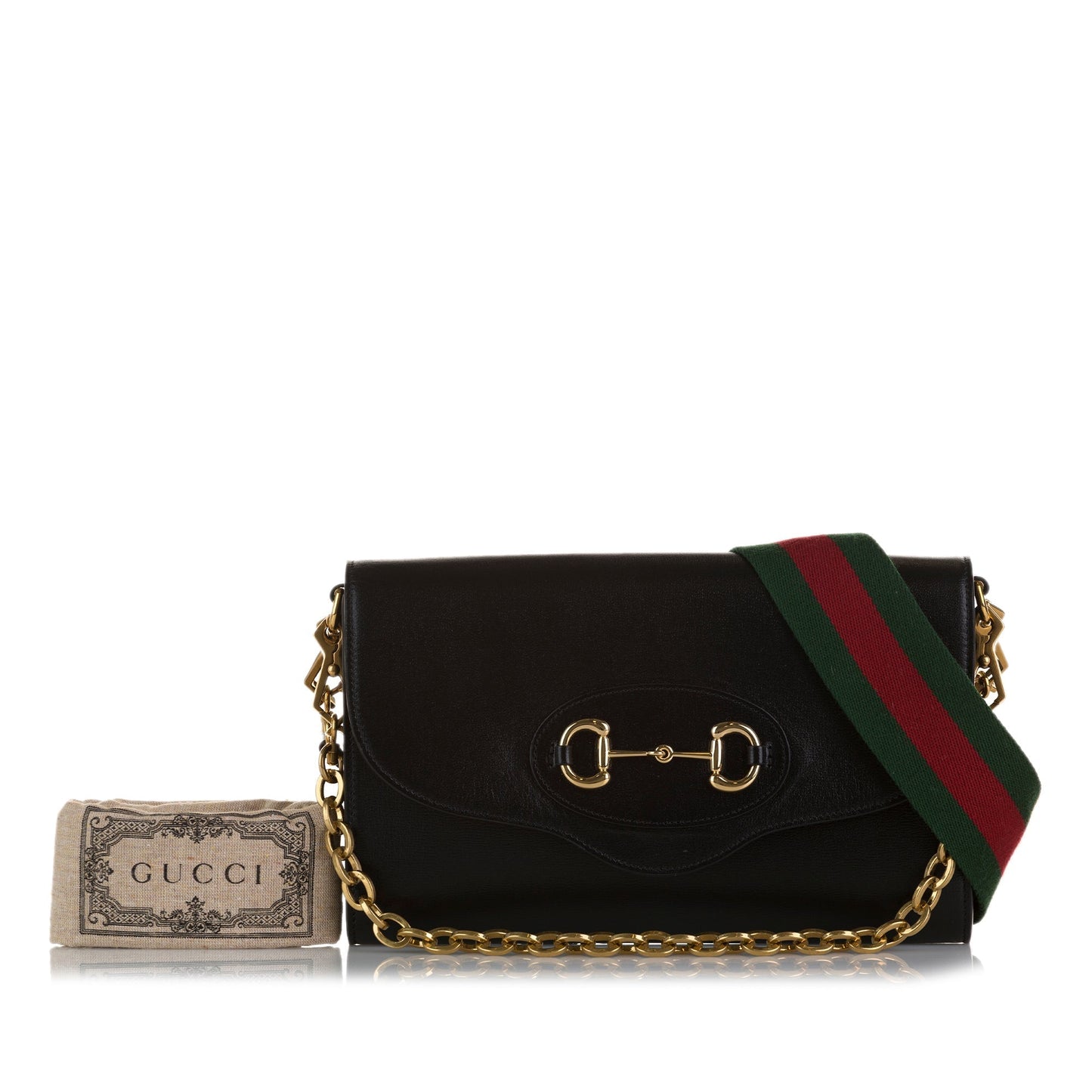 Gucci Horsebit Black Leather Chain Crossbody