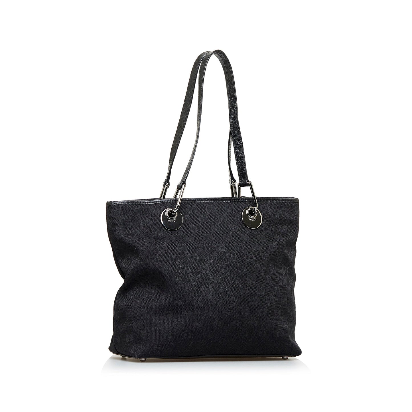 Gucci Black Leather Canvas Tote Style 25