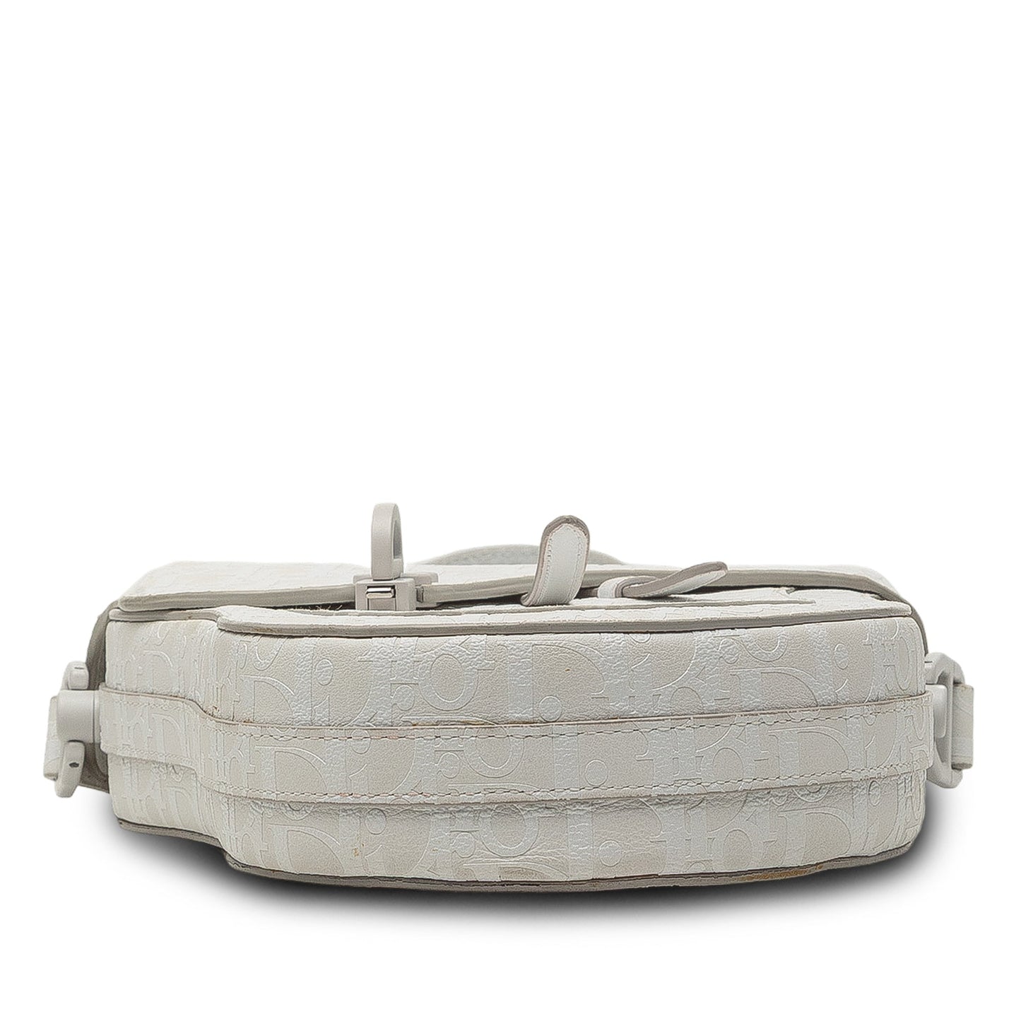 White Dior Oblique Calfskin Saddle Boxy Crossbody
