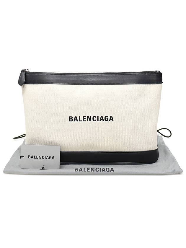Luxury Balenciaga Trending 2026 420407 Cotton Canvas Navy Clip M Clutch