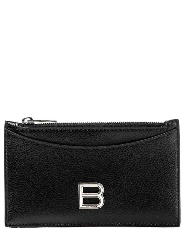 Luxury Balenciaga Trending 2026 Hourglass Zipper Leather Card Wallet Black Silver