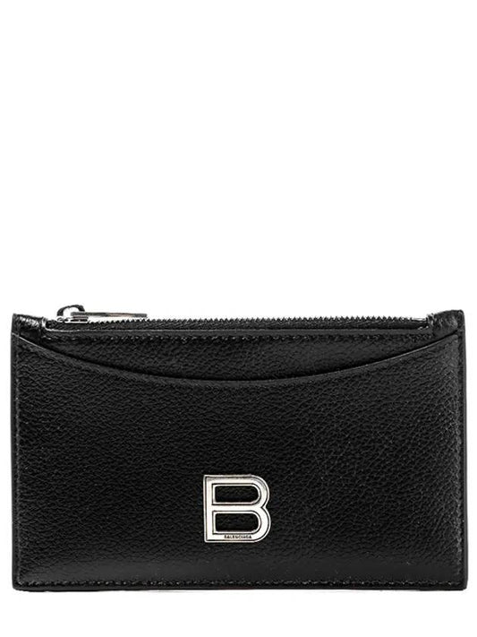 Luxury Balenciaga Trending 2026 Hourglass Zipper Leather Card Wallet Black Silver