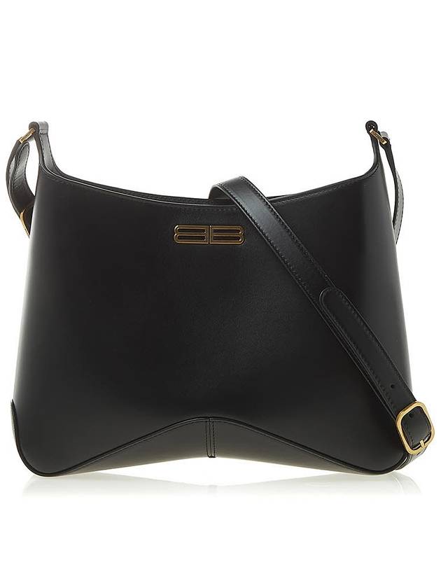 Luxury Balenciaga Trending 2026 Double B Logo Medium Hobo Shoulder Bag Black