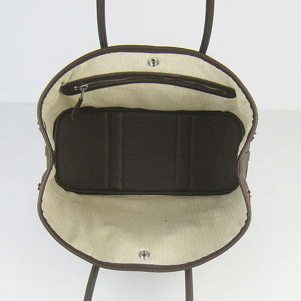 Luxury Hermes garden party handbag dark coffee
