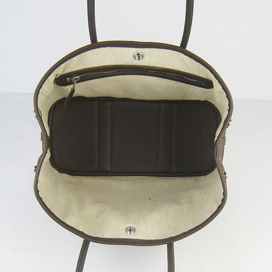 Luxury Hermes garden party handbag dark coffee