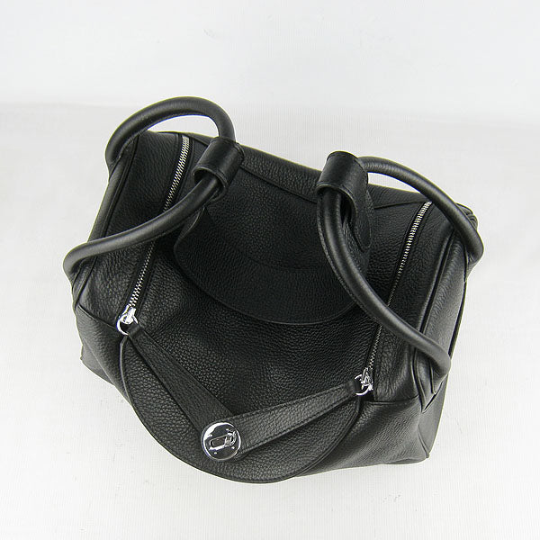 Luxury Hermes Lindy 34cm handbag 6208 black Silver