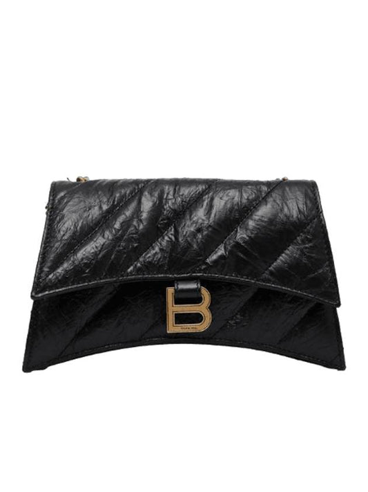 Luxury Balenciaga Trending 2026 Crush XS Chain Quilted Shoulder Bag Black
