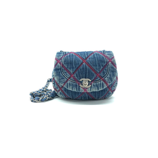 Chanel Half Moon Flap Canvas Shoulder Bag