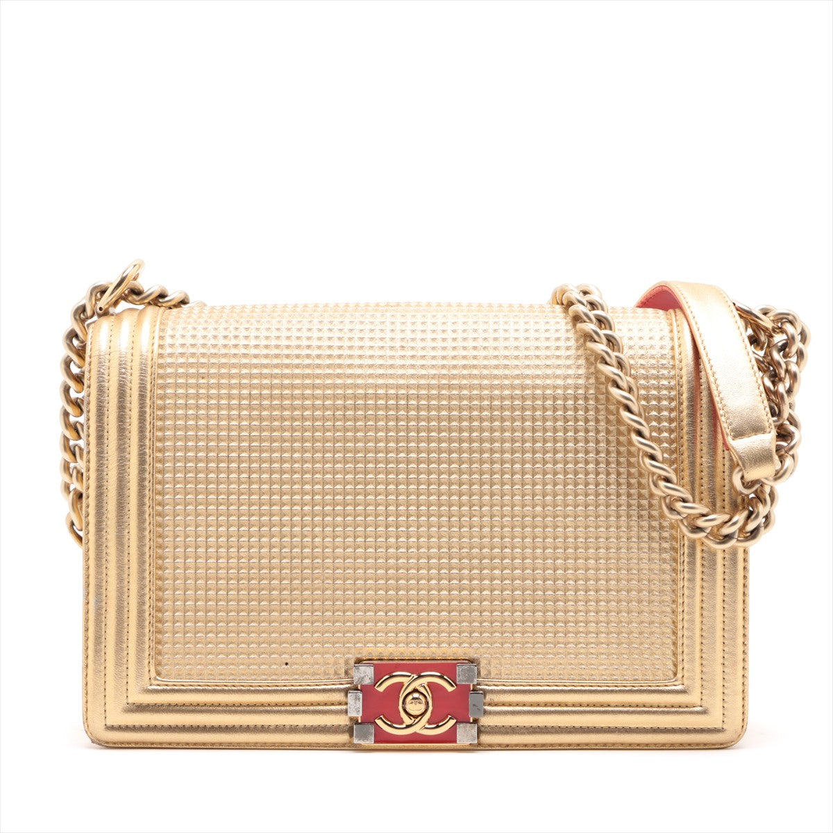 Chanel Boy Chanel 28 Chain Shoulder Bag Gold Gold 18 A92193
