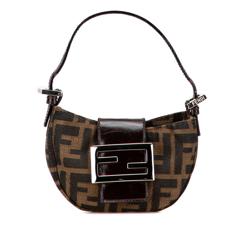 Fendi Zucca Mini Croissant Canvas Leather Handbag