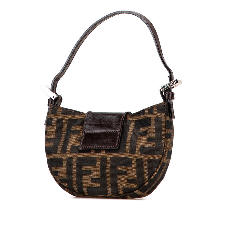 Fendi Zucca Mini Croissant Canvas Leather Handbag