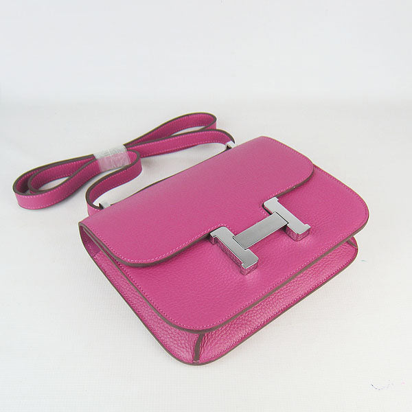 Luxury Hermes Constance Cowskin Leather Bag peach silver