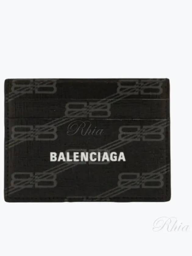 Luxury Balenciaga Trending 2026 BB Monogram Card Wallet Black