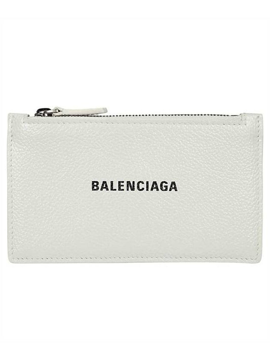 Luxury Balenciaga Trending 2026 Logo Print Zipper Card Wallet White