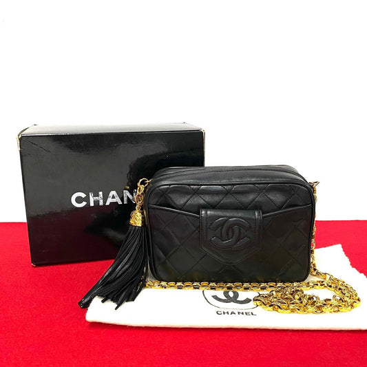 CHANEL Shoulder Bag lambskin black Matrasse Women