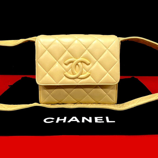 CHANEL Shoulder Bag lambskin beige COCO Mark Matrasse Women