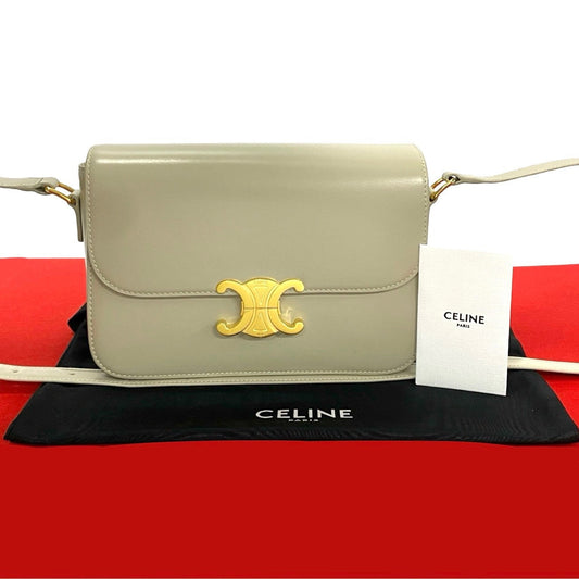 CELINE Shoulder Bag leather beige Classic Triomphe Women