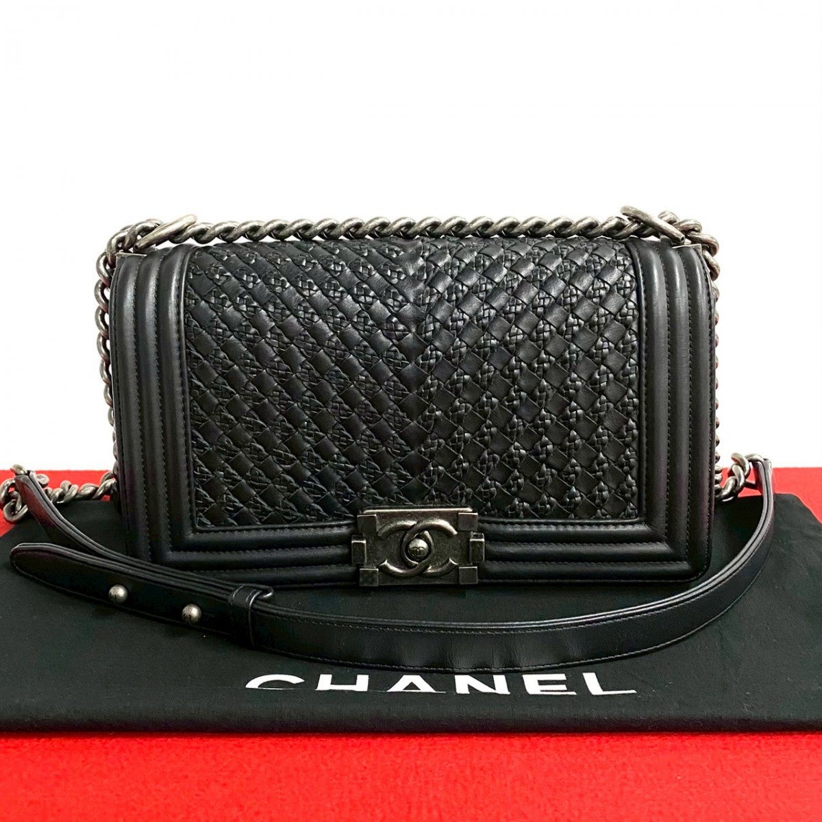 CHANEL Shoulder Bag lambskin black COCO Mark Boy chanel Women