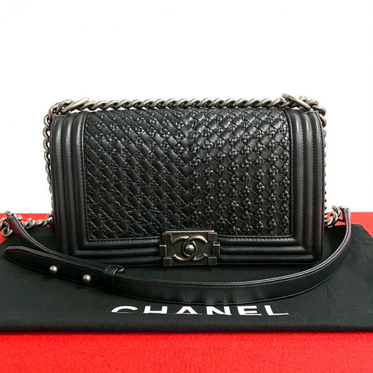 CHANEL Shoulder Bag lambskin black COCO Mark Boy chanel Women