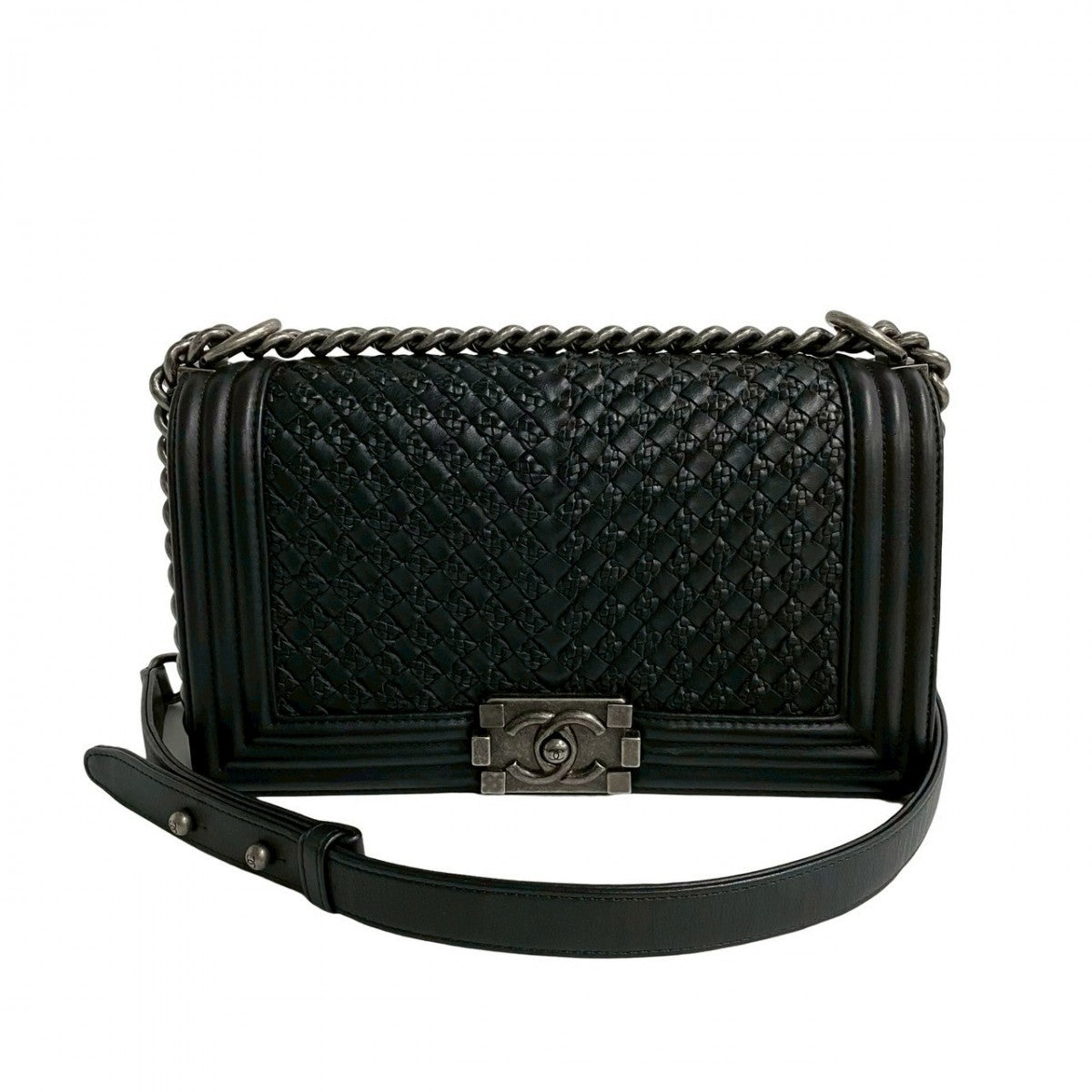 CHANEL Shoulder Bag lambskin black COCO Mark Boy chanel Women