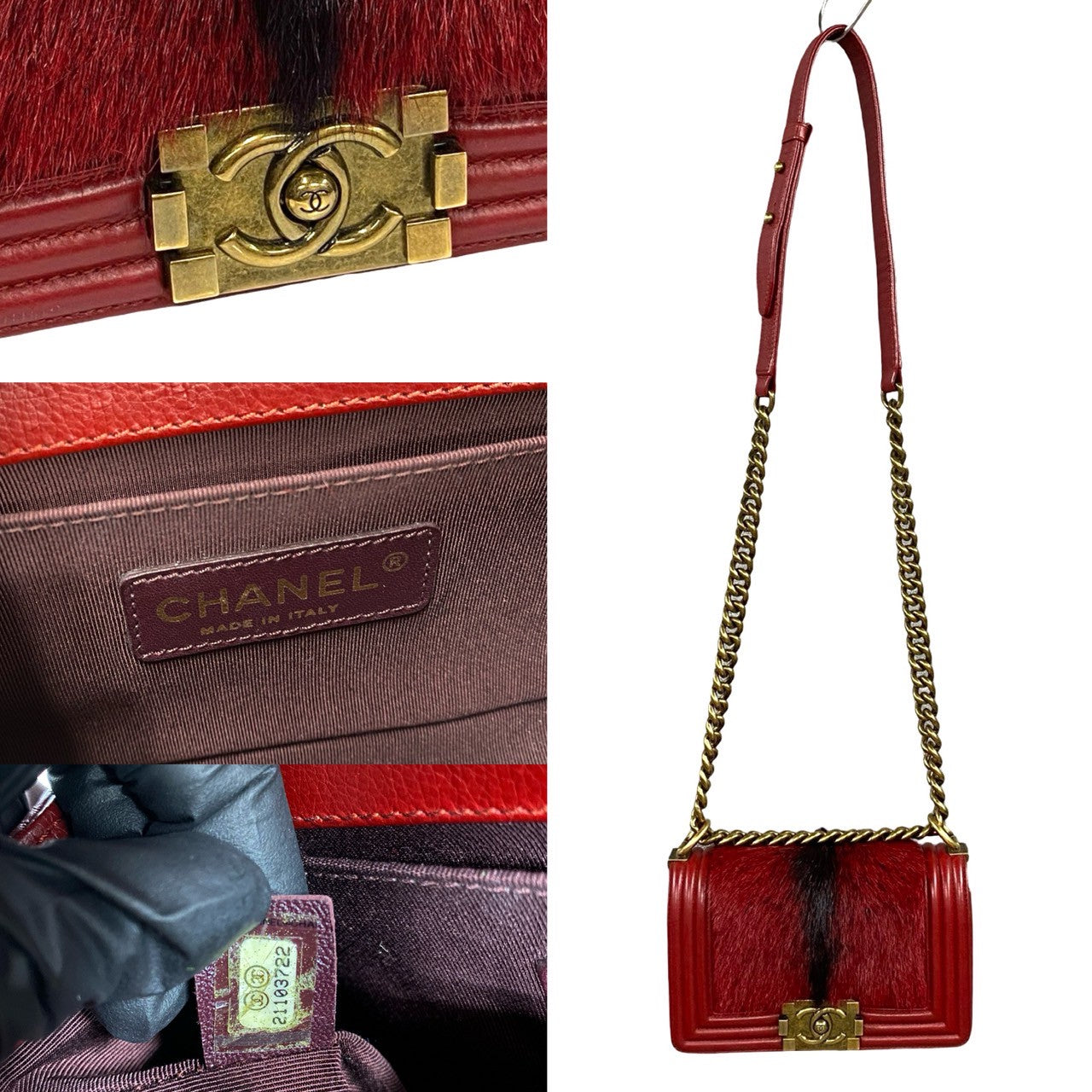 Chanel Boy Chanel Leather Rabbit Fur Shoulder Bag