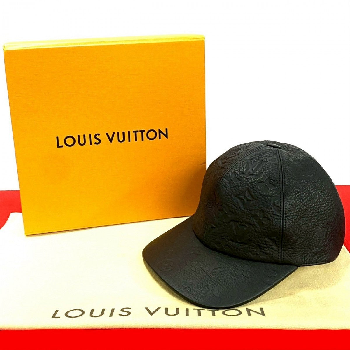 LOUIS VUITTON cap Taurillon Clemence leather, cotton, cupra black Monogram Ann Platt Newsboy cap 1.1 mens 58