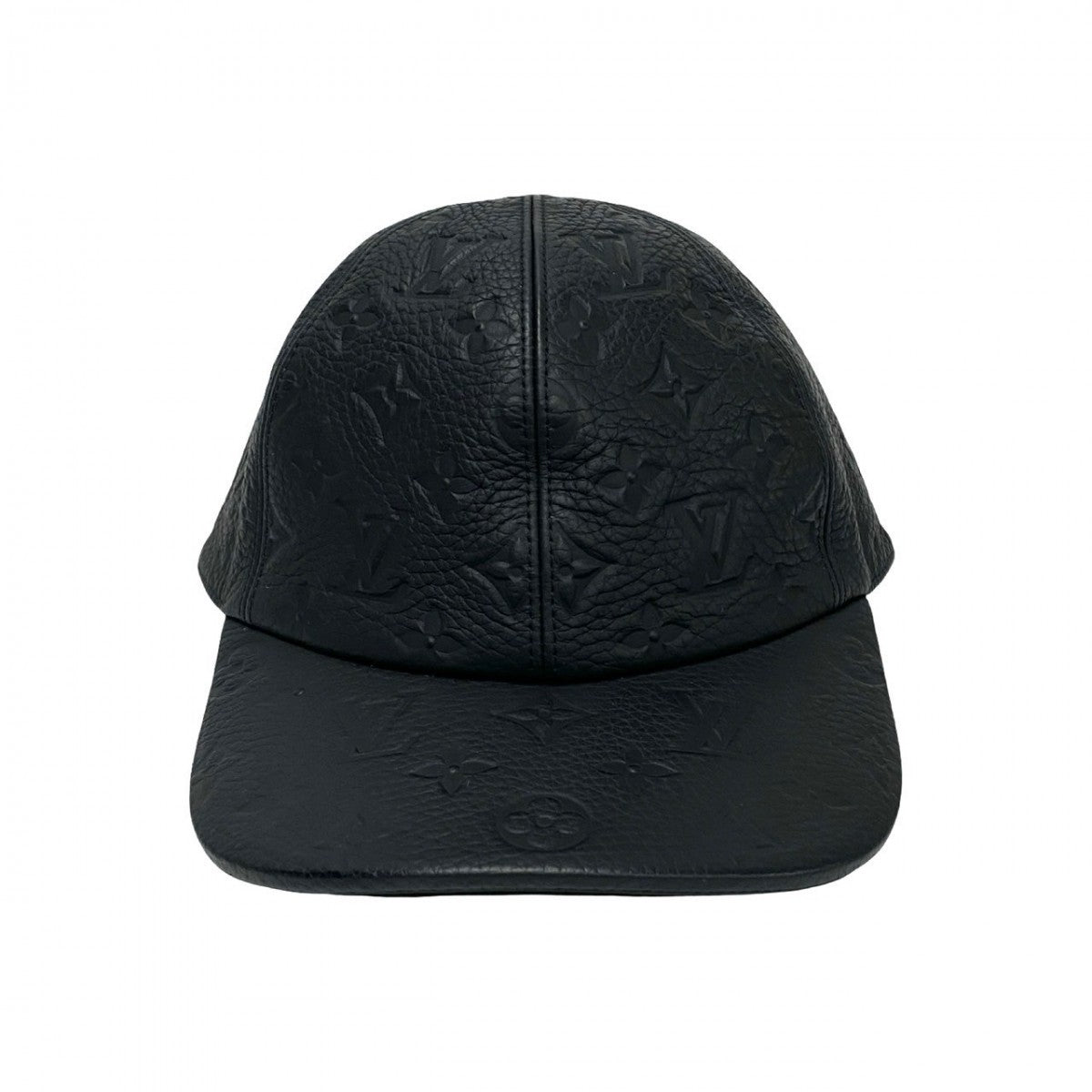 LOUIS VUITTON cap Taurillon Clemence leather, cotton, cupra black Monogram Ann Platt Newsboy cap 1.1 mens 58