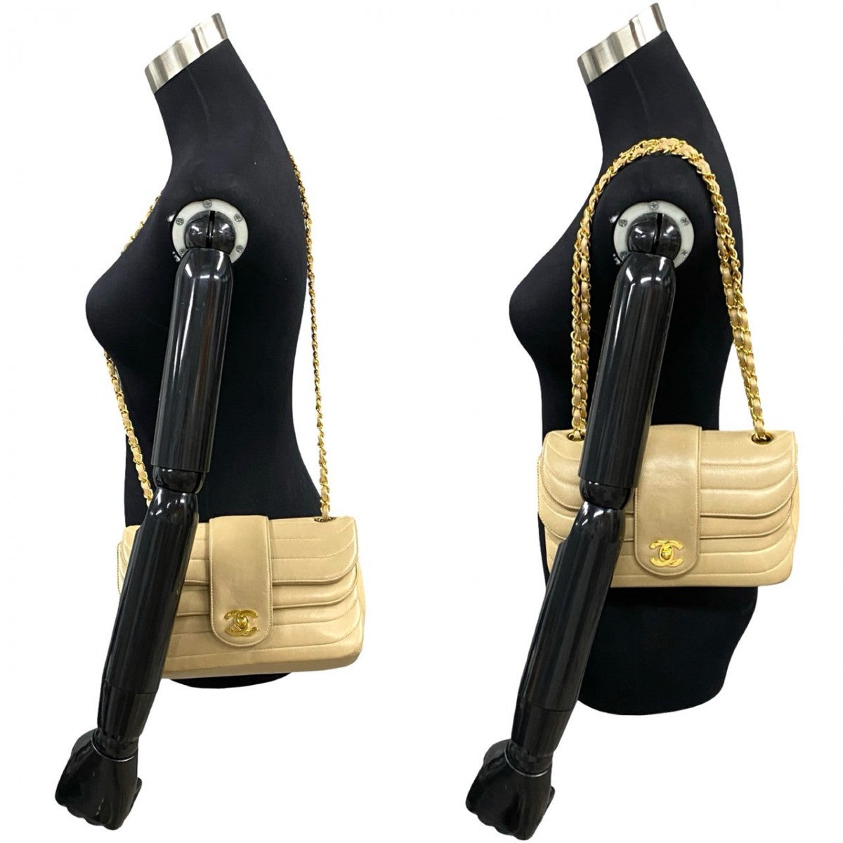 CHANEL Shoulder Bag lambskin beige COCO Mark W flap Women