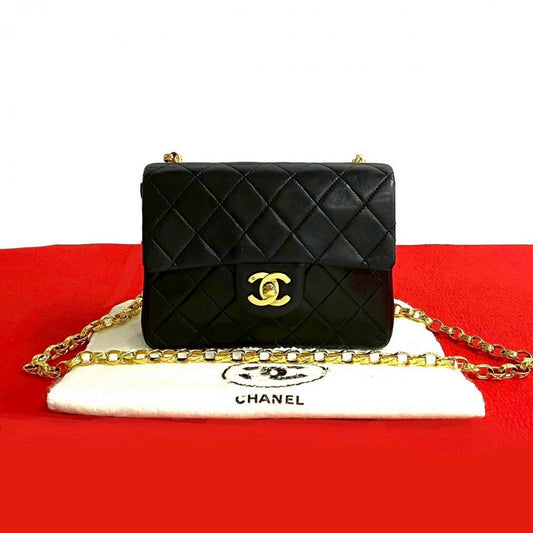 CHANEL Shoulder Bag lambskin black COCO Mark Matrasse Women