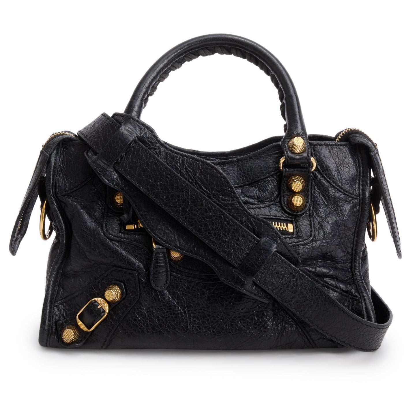 Balenciaga Black Arena Lambskin Leather Classic Mini City Bag