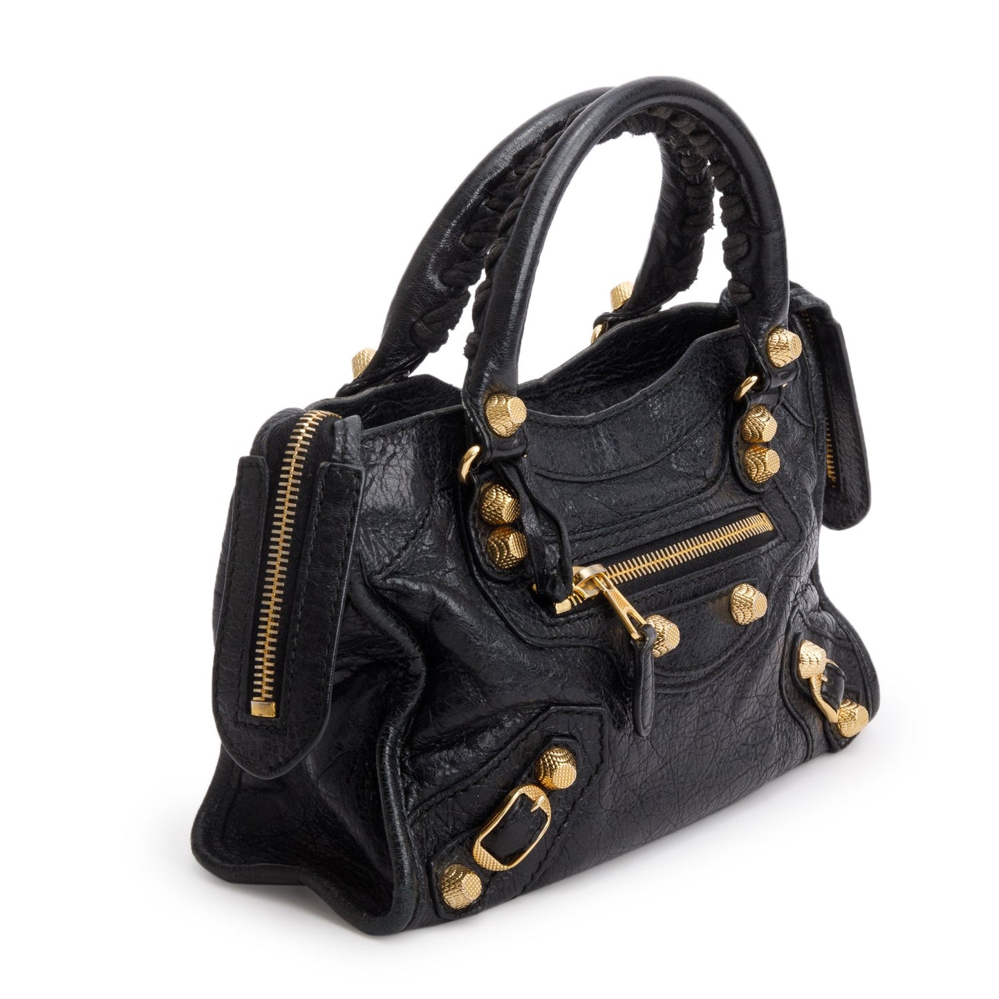 Balenciaga Black Arena Lambskin Leather Classic Mini City Bag