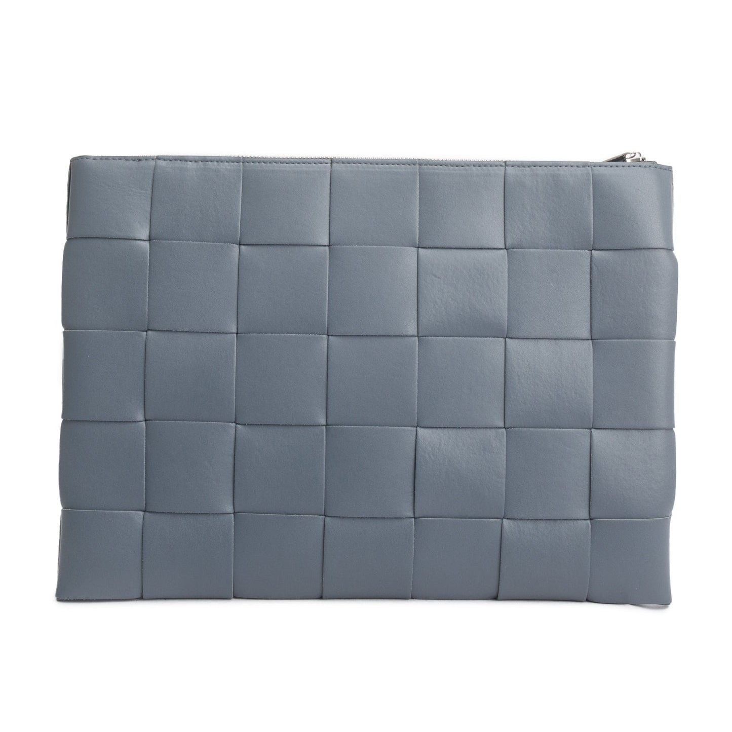 Bottega Veneta Grey Nappa Max Intrecciato Large Cassette Flat Zip Pouch