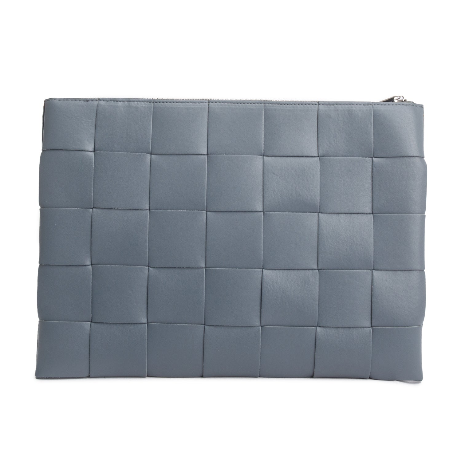 Bottega Veneta Grey Nappa Max Intrecciato Large Cassette Flat Zip Pouch