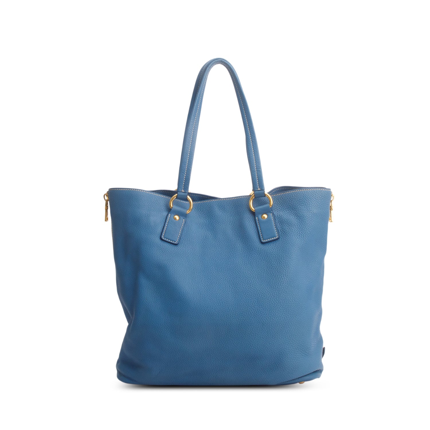 Prada Blue Vitello Daino Size Zip Tote