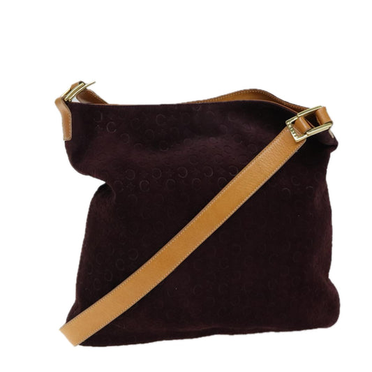 Luxury CELINE C Macadam Canvas Shoulder Bag Bordeaux 70179