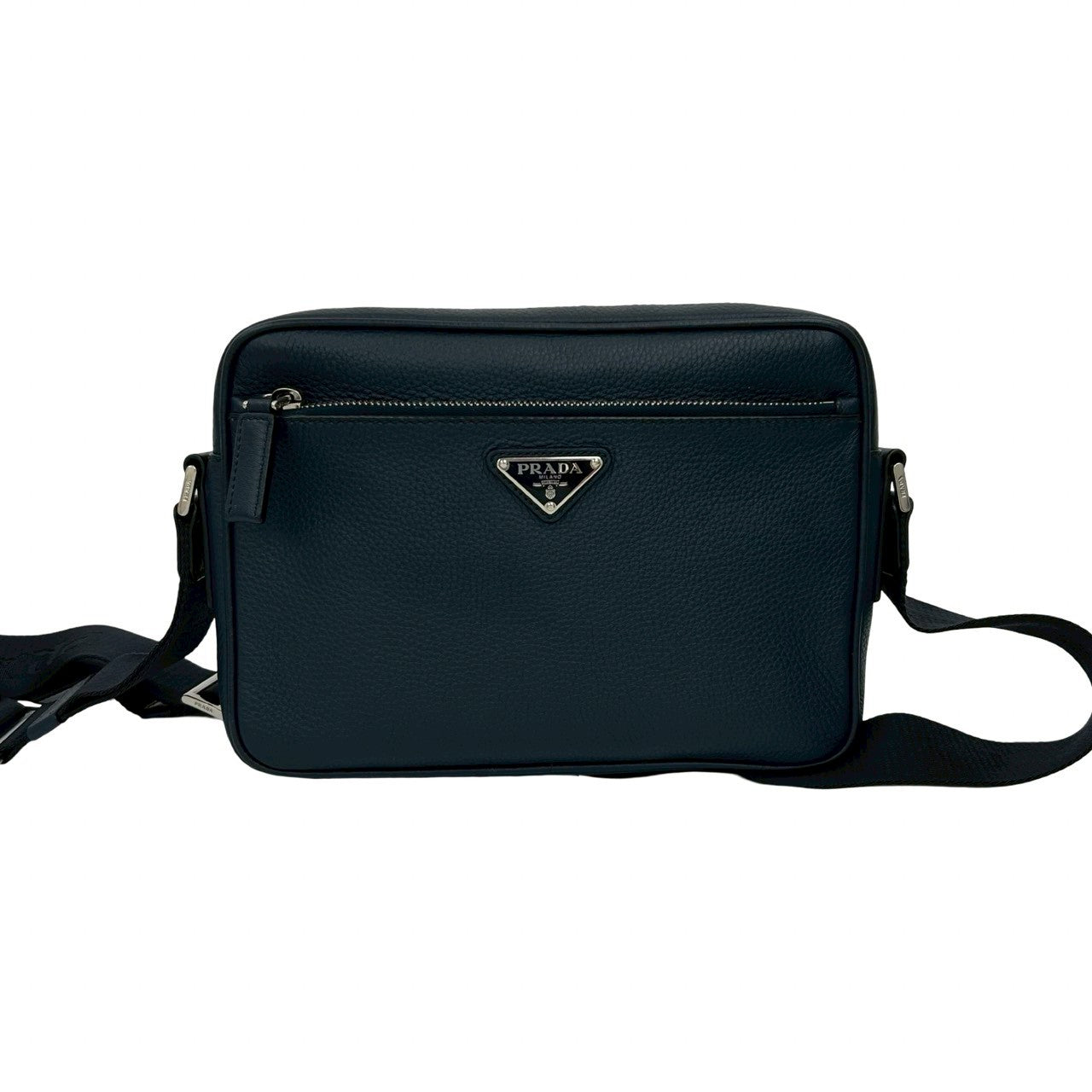PRADA Shoulder Bag leather Navy