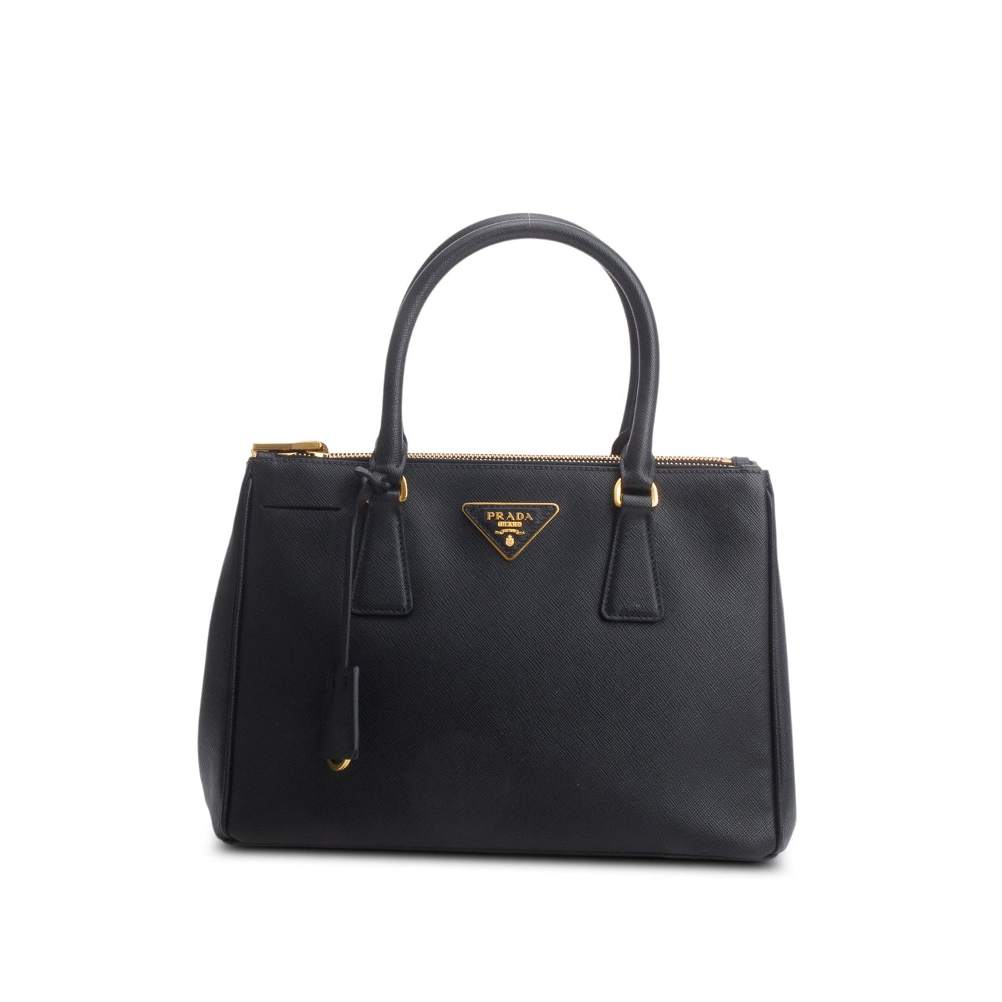 Prada Black Saffiano Leather Small Double Zip Galleria Tote