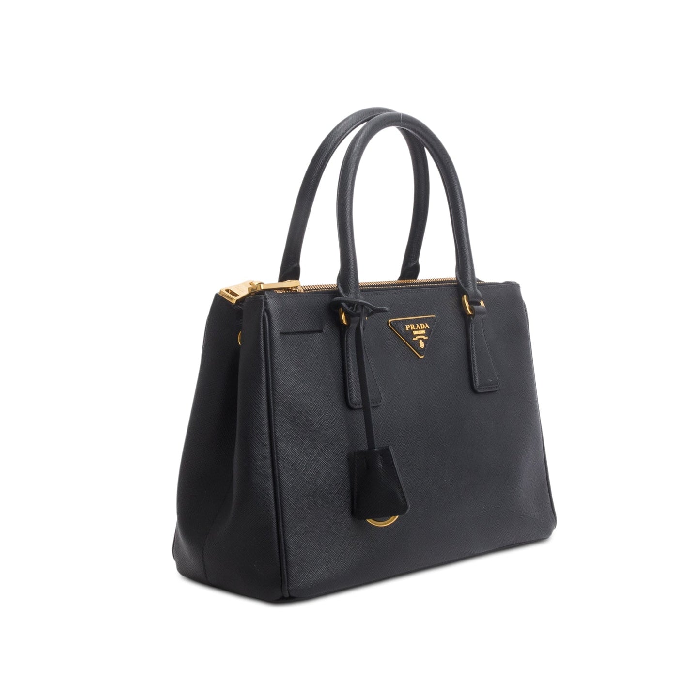 Prada Black Saffiano Leather Small Double Zip Galleria Tote