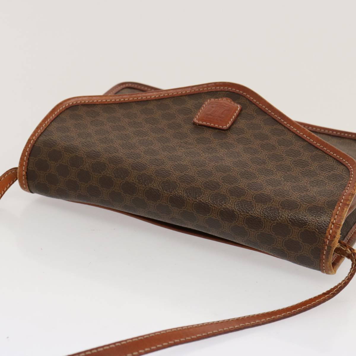 Luxury CELINE Macadam Canvas Shoulder Bag PVC Brown 70324