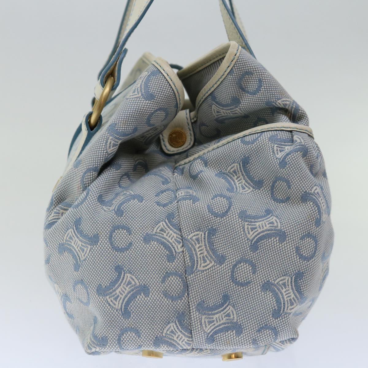 Luxury CELINE C Macadam Canvas Hand Bag Light Blue 70598