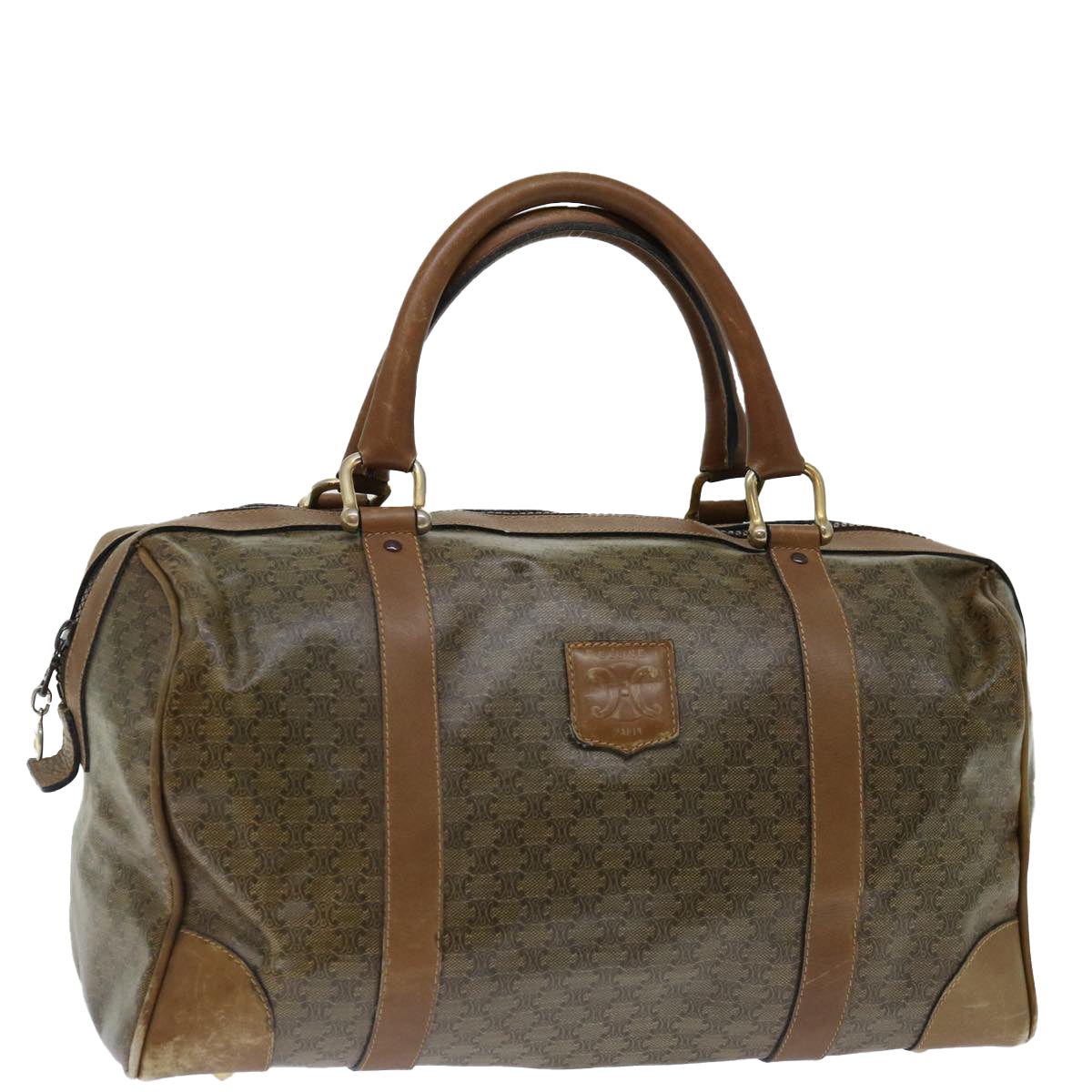 Luxury CELINE Macadam Canvas Boston Bag Coated Canvas Brown 70631