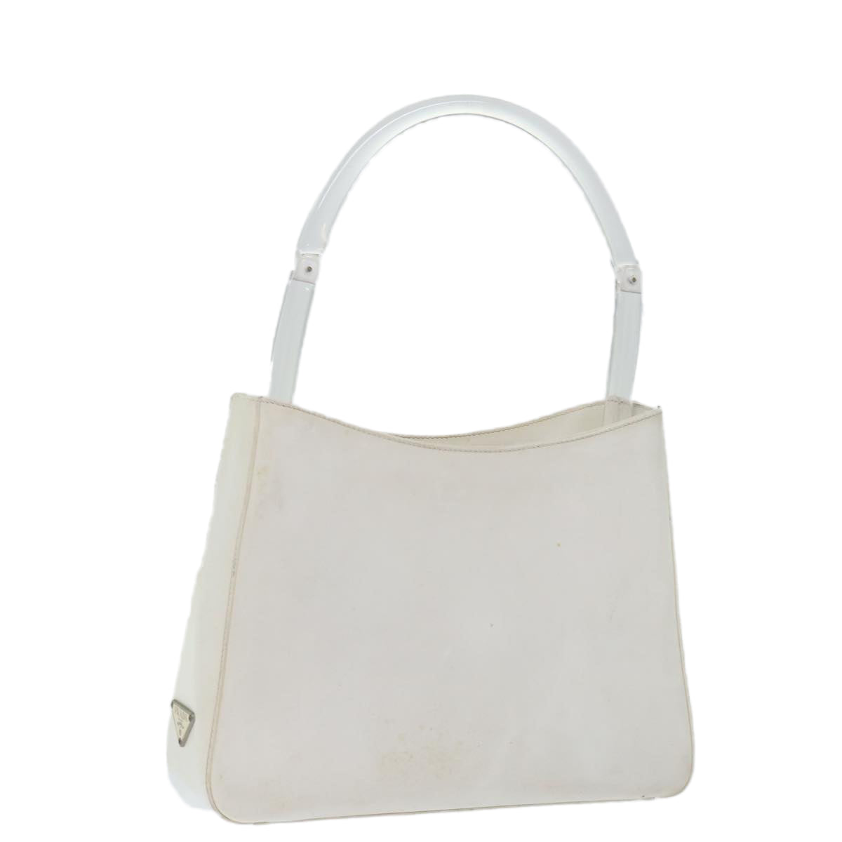 PRADA Shoulder Bag Patent leather White Auth 70671